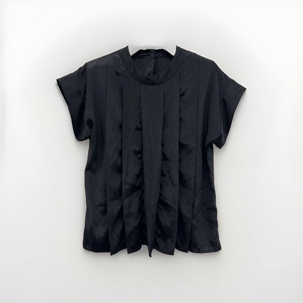 Vintage 60s/70s Handmade Button Up Blouse Pleated Front Rare Unique Size S/XS